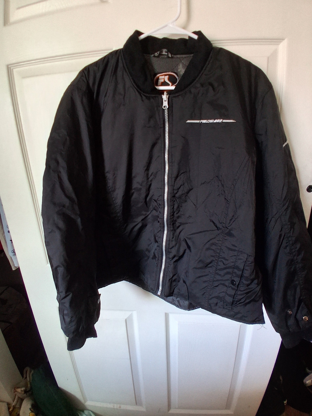 Men's Black Bomber Jacket with Front Zip and Subtle Logo